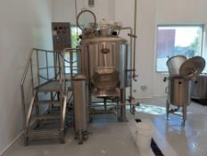 ABE 10 BBL Stainless Steel Jacketed Tank with Mezzanine, Filter, and Warp Container