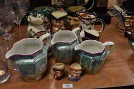 A varied lot of ceramics, amongst this lot are Toby style/series ware Royal Doulton jugs, Masons and