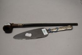 An early 20th Century Churchwarden smoking pipe having silver collar, Birmingham 1911, G & C Ltd,