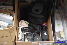 A selection of camera accessories including lenses, flashes and more, to be included are a Helious