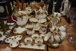 A good collection of Royal Albert 'Old Country Roses' tableware, tea pot, coffee pot, plates, cake