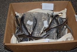 A box of varying pliers, grips and similar, possibly medical interest.