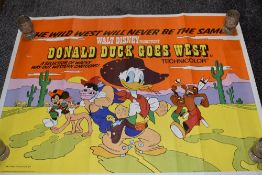 A vintage 1977 poster, 'Donald Duck Goes West' of Disney interest.