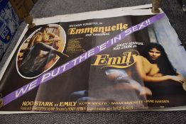 A collection of four Sylvia Kristel 'Emanuelle' posters and similar, of adult/ erotica interest.