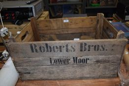 A Roberts Bros, Lower moor vintage wooden advertising crate.