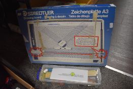 A selection of 1960s and 70s technical drawing pens, Pentel leads, rulers, slide rule and