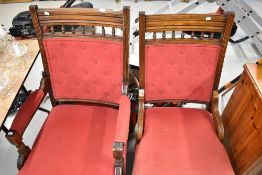 Two Victorian mahogany framed easy chairs