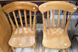 Two modern beech wood traditional kitchen chairs
