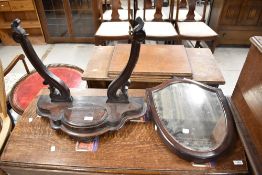 A 19th Century mahogany toilet mirror (af)