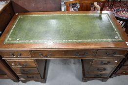 A reproduction Regency pedestal desk, width approx. 120cm