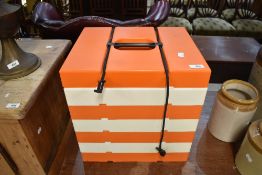 A vintage stacking plastic canteen unit