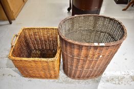 Two wicker log baskets
