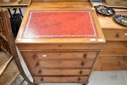 A reproduction yew wood davenport desk, width approx. 62cm