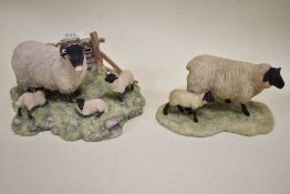 Two Border Fine Arts figure studies including Suffolk Ewe & Lamb 119 and Swaledale Spring Lambing