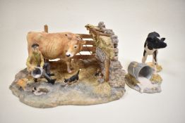 Two Border Fine Arts figure studies including Mr Billings Calf and Milking at Peter Trenholmes