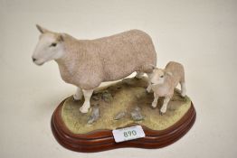 A Border Fine Arts figure study North Country Cheviot Ewe and Lamb A3228