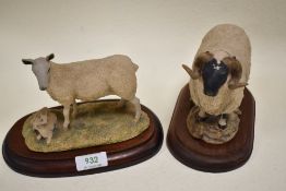 Two limited edition Border Fine Arts figure studies including ' Blue Faced Leicester Ewe