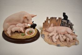 Two Border Fine Arts figure studies of Pigs including Moses and Bertha JH3 and Bertha and Moses