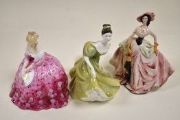 Two Royal Doulton figure studies of ladies in dress, Victoria HN2471, Lynne HN2329 and an additional