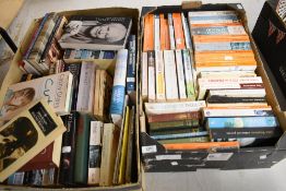 Two boxes of assorted titles including Alan Bennet 'Untold Stories and Writing Home' a large