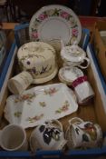 A Royal Worcester 'Royal Garden' cake plate a Royal Albert Moss Rose sandwich plate and a