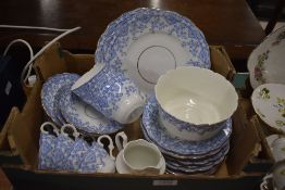 A selection of 20th century blue and white pattern teawares, to include milk jug and sugar bowl
