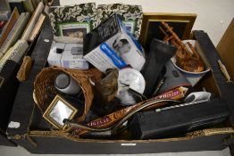 An eclectic selection of items here including clocks, torches, cross stitch kits,picture frames