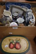A selection of blue and white ceramics, two Lilliput Lane cottages 'The Croft and Oak Cottage',