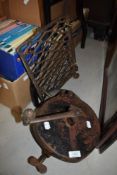 A antique stone grinder with label' The Carborundum Co, Niagra Falls.