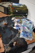 A group of modern flat woven wall hangings and felt art items