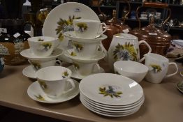 An attractive Queensbury teaset for six, with 1970's wheat sheaf design