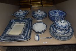 A group of D & Sons [halford] blue and white transfer printed dinner wares, to include five