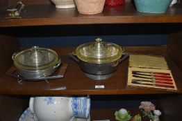 A fine Art Deco design silver plated tureen with fitted glass inner, along with a similar tureen and