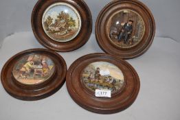 Four late Victorian Pratt ware Paste Pot lids including On Guard, Shakspeares wife, A Pair and