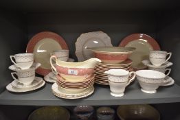 Two part tea and dinner services including Gladstone Polka dot and Ridgway Conway