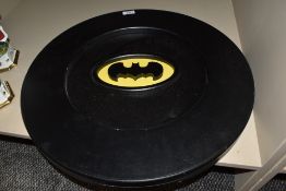 A wooden circular Bat Man Logo/Icon, diameter 52cm