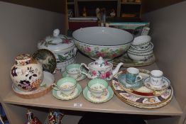 A Masons ironstone Manderin pattern ginger jar, Portmerion The Botanic Garden tureen and bowls,