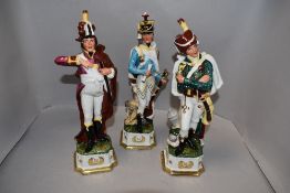 Three continental military figures, depicting 19th century soldiers