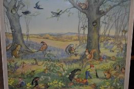 Molly Brett, (1912-1990), woodland gardeners, 44 x 53cm, framed and glazed, 47 x 56cm