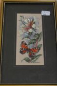 (20th century), Cashs, a silk fabric picture, still life, 16 x 7cm, mounted framed and glazed, and a