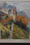 Brenda Juhasz, (20th century), an oil painting on board, Bavarian landscape, signed, 47 x 35cm,