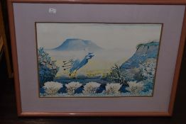 Battin, (20th century), after, a print, Oriental cranes, 34 x 40cm, mounted framed and glazed, 54