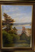 (20th century), an oil painting, coastal estuary, unsigned, 36 x 25cm, framed and glazed, 47 x 35cm