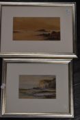 J Laurence Hart, (1830-1907), two watercolours, A Grey Morning signed, 12 x 18cm, mounted framed and