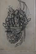 R Van Royen, (20th century), a print, The Wonderful Draught of Fishes, signed and dated (19)50, 18 x