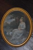 (19th century), a print, classical portrait study, oval, 43 x 33cm, framed and glazed, 50 x 40cm
