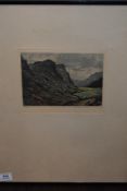 Claude Hamilton Rowbotham, (1864-1949), after, an aquatint, Glencoe, signed, 17 x 22cm, mounted