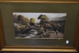 (20th century), a country river landscape, 21 x 35cm, mounted framed and glazed, 45 x 59cm