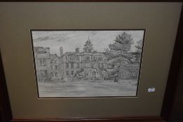 B King, (20th century), after, a print, college building, 28 x 36cm, mounted framed and glazed, 56 x