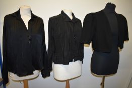 Two 1930s black blouses and a wool bolero.